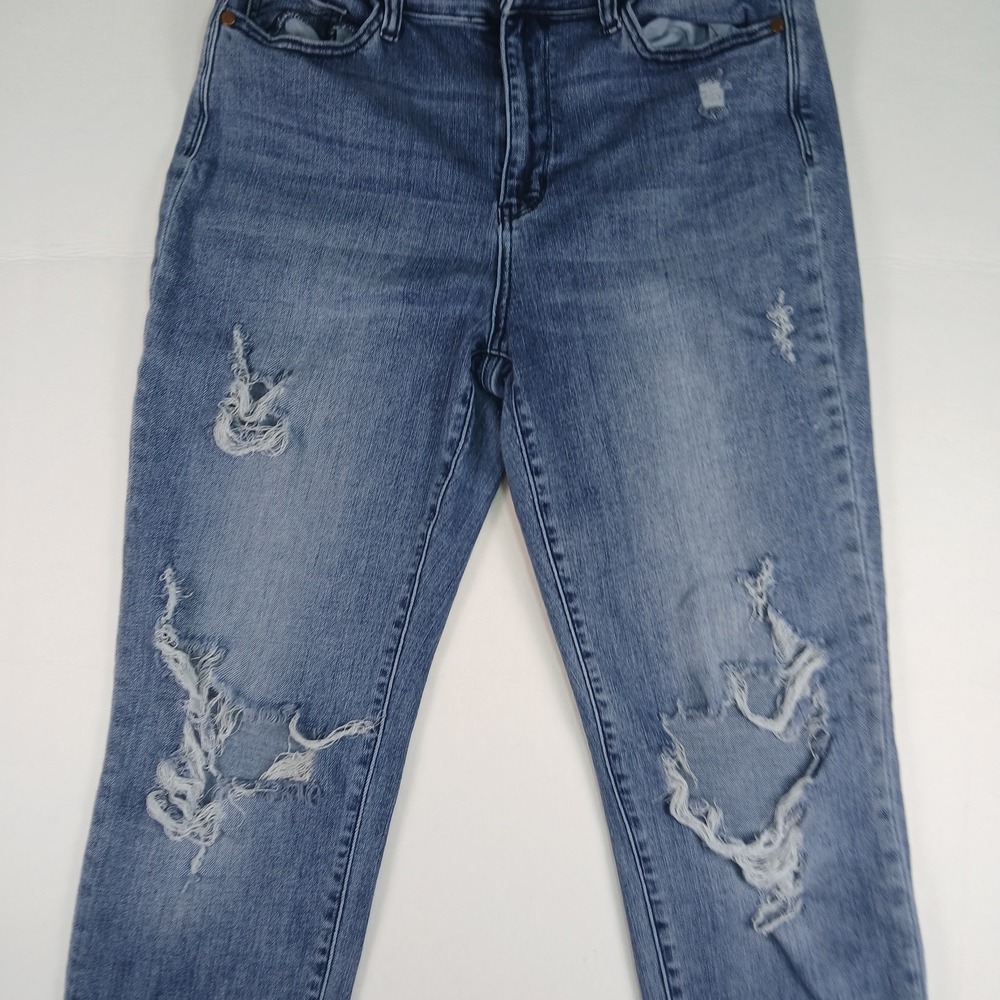 Judy Blue Jeans Womens 11 30 Blue Boyfriend Fit Distressed Ripped Stretch Denim - Picture 11 of 12